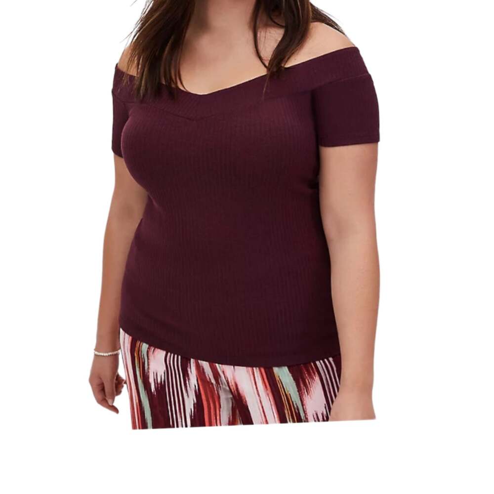 Torrid new with tags plum off shoulder ribbed top womens size 5x 28